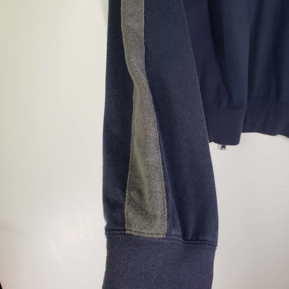 Roots Canada Full Zip Knit Sweatshirt Jacket Men's L Navy Blue Grey Embroidered - Picture 8 of 10